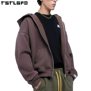 Sustainable Clothing Oem Custom <strong>Zip</strong> Hoodie Mens 100% Cotton Sweatshirt Oversized Boxy Double Zipper Quality <strong>Zip</strong> Up Hoodies - Product Image 4