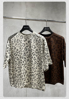 Kaos Pria Katun Motif Leopard Kerah Bulat Lengan Jatuh - Cepat Kering Bernapas Menyerap Keringat Ukuran Besar Kasual