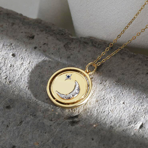 Collar con colgante de sol y luna de doble cara chapado en oro y plata 2021, joyería de diseño a la moda, 925 - Product Image 3