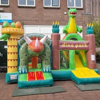 Maison gonflable de rebond de dinosaure de videur de parc de Dino commercial extérieur sautant le château plein d'entrain avec la glissière pour la partie d'enfants