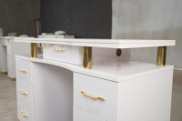 Table de manucure moderne en plastique pour salon et chambre à coucher, blanche, portable, durable, écologique