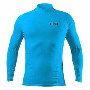 T-shirt de compression en polyester OEM personnalisé à col montant et manches longues, T-shirt de sport pour homme avec fermeture éclair 1/4, manches longues, léger - Product Image 6