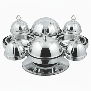 Nuevo Diseño de Restaurante, Catering de Lujo, Plato Giratorio Inteligente Redondo de Acero Inoxidable 8 en 1 con Ollas para Salsas, Juego de Buffet Giratorio - Product Image 1