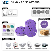 Disques abrasifs en céramique violets 6 pouces 17 trous auto-agrippants anti-colmatage papier de verre dureté moyenne OEM pour réparation de peinture automobile