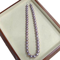 Collier de perles d'eau douce naturelles rondes de 9 à 11 mm, à fort lustre, de type Edison, blanc et violet, pour la fabrication de bijoux