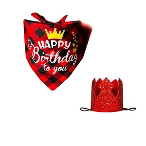 Conjunto de sombrero y pañuelo para cumpleaños de perro con lazo, accesorios de fiesta para mascotas - Product Image 4