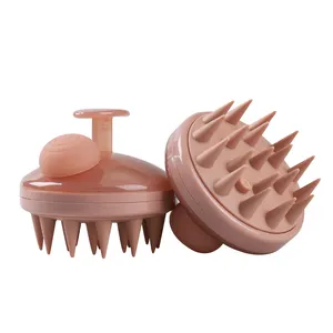 Salon kustom logo spa lembut kepala mandi silikon membersihkan rambut membersihkan sampo pemijat sikat rambut dengan dispenser sampo