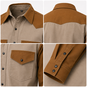 Camisa <span class=keywords><strong>de</strong></span> Trabajo Resistente, Lona <span class=keywords><strong>de</strong></span> Algodón <span class=keywords><strong>de</strong></span> 12oz, Pecho en Contraste, Botones a Presión, Bolsillo Utilitario, Logotipo Personalizado, Proveedor <span class=keywords><strong>de</strong></span> <span class=keywords><strong>Ropa</strong></span> <span class=keywords><strong>de</strong></span> Trabajo Industrial - Product Image 2
