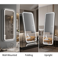 Cermin Kamar Mandi LED 180cm Full Body dengan Anti-Kabut & Sensor Sentuh 3 Warna yang Dapat Diredupkan, Cermin Pintar Dinding untuk Hotel & Rumah