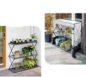 <span class=keywords><strong>Casa</strong></span> de vinilo de acero negro portátil de 3 niveles con protección contra el frío para plantas, plántulas, <span class=keywords><strong>jardín</strong></span> - Product Image 3