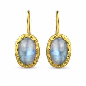 Eleganti Orecchini Pendenti con Perline Color Pietra Lunare, Tono Dorato Scintillante per Donne - Product Image 1