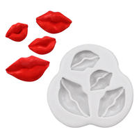 3D Silikonharz-Epoxidform mit 4 Löchern in Lippenform für Kinder-DIY, handgemachte Ton-, Kuchen-, Süßigkeiten-, Spitzen- und Schokoladendekoration, umweltfreundlich, OPP-Beutel