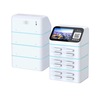 Station de recharge intelligente 8 pouces à 12 emplacements avec écran publicitaire pour partage de batteries externes, ordinateurs portables, téléphones portables, montres connectées et microphones