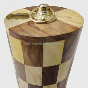 Actory Supply Indian Coin Bank Caja de ahorro de dinero Bancos para niños y adultos Hucha de madera para vacaciones con llave No hay comentarios todavía - Product Image 1