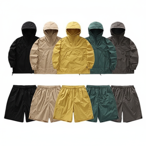 ชุดกางเกงขาสั้นและแจ็คเก็ตกันลม2ชิ้นสำหรับผู้ชายชุดวอร์มสีสะท้อนแสงสีกันลม - Product Image 1