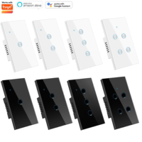 Interrupteurs muraux intelligents WiFi Tuya pour maison connectée, panneau tactile concave, design rainuré, verre, pour éclairage mural intelligent, avec ou sans neutre