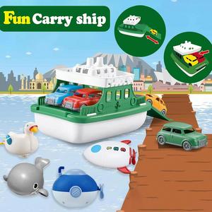 Juego de Barcos de Juguete Mejorado con Coches y 4 Juguetes de Baño con Mecanismo de Cuerda para Bebés, Niños Pequeños, Niños y Niñas - Product Image 2
