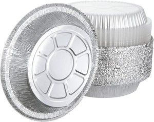 7-9 Inch Heavy-Duty Disposable Round <strong>Aluminum</strong> Pans Fast Food Take Out Pans <strong>Aluminum</strong> <strong>Container</strong> with Lid for Air Fryer and Cooking - Product Image 1