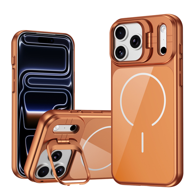 New Arrival Camera Kickstand Hard Magnetic Wireless Charging Glass Phone Cover case for iphone 17 air Pro Max 16 Plus 15 14 13