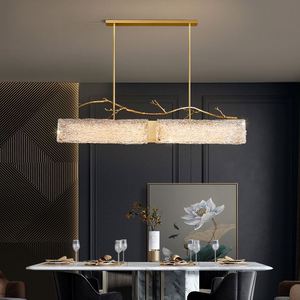 Lampadario Moderno di Lusso in Vetro Vintage, Lampada <span class=keywords><strong>a</strong></span> <span class=keywords><strong>Sospensione</strong></span> Rettangolare Decorativa <span class=keywords><strong>per</strong></span> Tavolo <span class=keywords><strong>da</strong></span> Pranzo, Interamente in Rame - Product Image 3