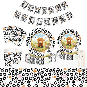Juego de Decoración para Fiesta de Cumpleaños DAMAI, Venta al por Mayor, Platos de Papel con Diseño de Vaca con Manchas Negras, Mantel, Juego de Vajilla Desechable para Fiesta - Product Image 1
