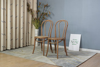 Chaise de salle à manger Thonet en acier inoxydable avec coussin, chaise de bistrot solide avec rotin, chaises de café style Thonet
