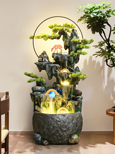 น้ำพุตั้งพื้นไฟเบอร์กลาส ระบบหมุนเวียน 3 มิติ รูปภูเขาหิน ตกแต่งทางเข้าบ้าน สร้างฮวงจุ้ยเสริมโชคลาภ ของขวัญขึ้นบ้านใหม่ - Product Image 5