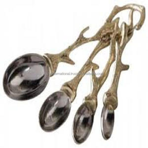 Juego de cucharas medidoras de acero inoxidable con mango de latón Herramienta Premium para mediciones precisas - Product Image 1