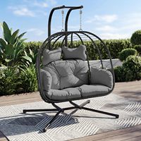 Fauteuil suspendu double en forme d'œuf avec support, chaise balançoire intérieure et extérieure, idéale pour les terrasses, les chambres et les jardins