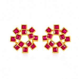 UM Jewelry 925 Sliver Fireworks Wholesale Lab grown <b>Red</b> Ruby colored gemstones <b>Earrings</b> Anniversary Daily Gift - Product Image 2