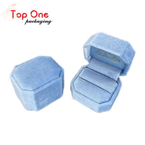 Commercio all'ingrosso anello nuziale scatole di velluto singolo ottagono anelli di imballaggio rigido - Product Image 6