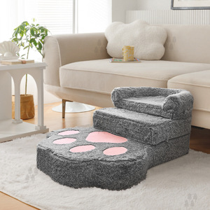 Escaleras para Mascotas de 3 Niveles, Cama para Perro de Piel Sintética con Forma de Huella - Product Image 5