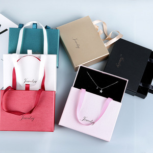 Custom Mini Travel Eco pink Cardboard Thin Drawer Rectangle <strong>Jewelry</strong> Paper <strong>Box</strong> Ring Earing Necklace with Handle for <strong>Uk</strong> - Product Image 1