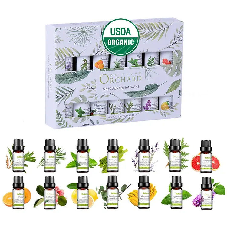 Boomgaard De Flore Private Label Etherische Oliën Geschenkset 100% Puur Natuurlijke Organische Lavendel Eucalyptus Aromatherapie Etherische Olie