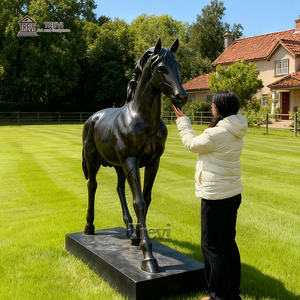 Patung Kuda Antik Perunggu Hitam Ukuran Asli Buatan Tangan TREVI untuk Dekorasi Luar Ruangan Peternakan/Kebun Binatang - Product Image 3