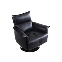 Fauteuil de salon pivotant moderne à dossier haut en cuir écologique, inclinable, ergonomique, avec base en métal pour salon