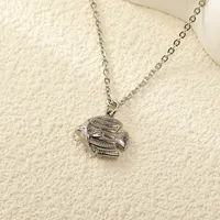 Collier pendentif en acier inoxydable plaqué or, forme de poisson texturée 3D, chaîne réglable, bijou décontracté, cadeau pour femme