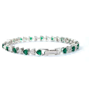 Bracelet pour femme en alliage de rubis 100% pur, personnalisé, style luxueux plaqué argent, forme de cœur romantique, pour mariage - Product Image 5