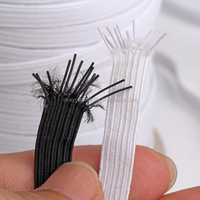 OKAY 3MM 6MM 9MM 12MM Rubans élastiques tressés plats blancs et noirs en rouleaux pour la couture et l'artisanat
