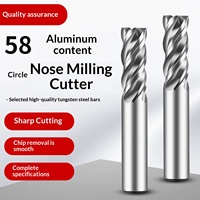 Fraise à bout rond en carbure 58 degrés, en acier au tungstène massif, fraise à coins arrondis pour routeur CNC, outil de découpe d'aluminium