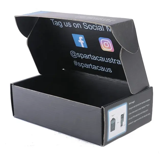 Scatola di cartone nera personalizzata scatola di cartone ondulata cassetta di spedizione