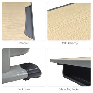 Juego de silla de mesa de MDF/PP ajustable en altura de un solo asiento, silla de escritorio cómoda para estudiantes adolescentes para estudio, escritura, <span class=keywords><strong>secundaria</strong></span> individual - Product Image 3