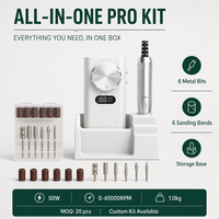 Perceuse à ongles électrique 45000 tr/min portable rechargeable sans fil avec écran LCD, faible bruit, couple élevé, pour usage en salon, commande en gros, OEM