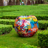 Sculpture en résine personnalisable motif fruits populaires, modèle pomme graffiti, couleur au choix pour décoration extérieure/intérieure