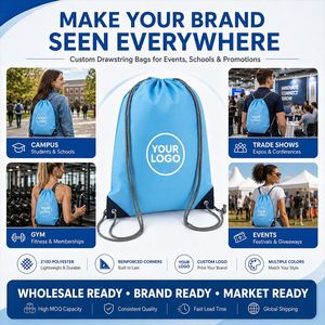 Bolsa Promocional de Poliéster 210D 420D con Cordón, Personalizable para Campañas de Marca, Bolsa de Regalo con Cordón para el Mercado Estadounidense y Europeo, Bajo MOQ, Venta al Por Mayor - Product Image 2