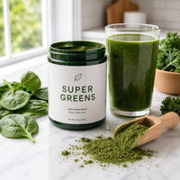 Poudre de superaliments verts quotidiens en gros OEM, saveur personnalisée, probiotiques ajoutés, poudre de boisson Super Greens pour marque privée