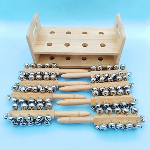 Wholesale Wooden Hand Shake Bells Set with Wooden Holder Orff Percussion Instrument For Preschool Classroom <b>Musical</b> Teaching Aid - Product Image 5