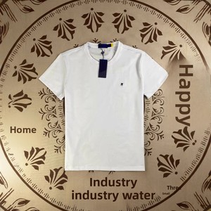 T-shirt à manches courtes col rond brodé, coupe ajustée, 100 % coton, respirant et confortable, pour hommes et femmes, vente en gros de haute qualité - Product Image 4