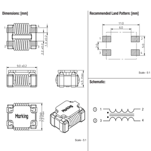 Texasia 9070 cao hiện tại DC chuyển đổi bộ lọc với cấu hình thấp phổ biến chế độ cuộn cảm dùng cho USB có thể điện dòng dữ liệu 80vdc/42vac - Product Image 2