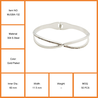 Bracelet jonc ouvert en acier inoxydable, design infini, minimaliste et épuré, bijou de mode